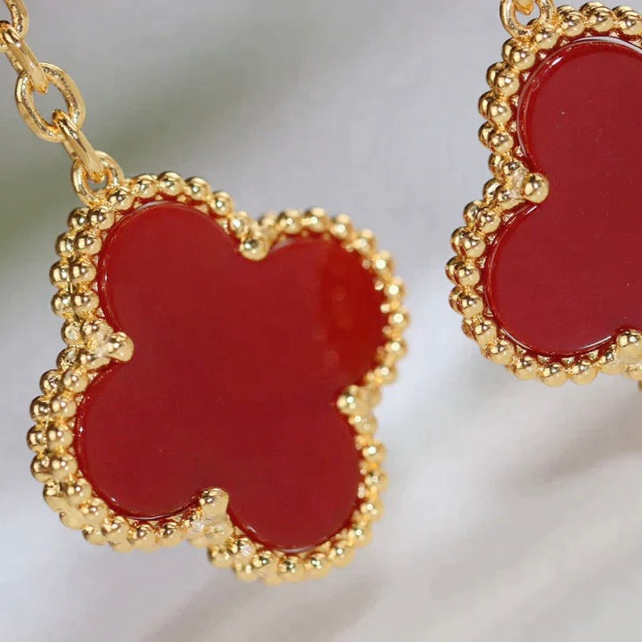 ¡®Dream¡¯CLOVER  2 MOTIF  TIGER EYE CARNELIAN EARRINGS