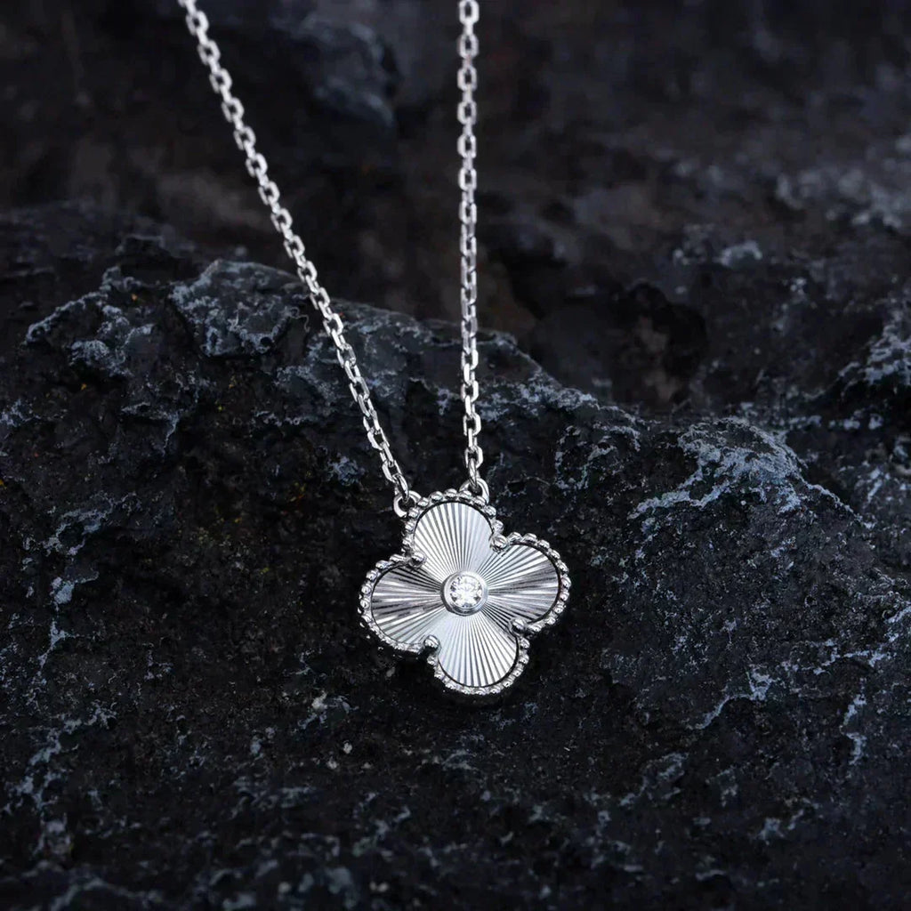„Dream“CLOVER 15MM DIAMANT LASER HALSKETTE SILBER