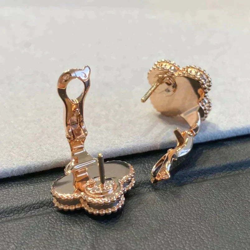 ¡®Dream¡¯CLOVER MEDIUM 1 MOTIFS GRAY MOP  DIAMOND EARRINGS