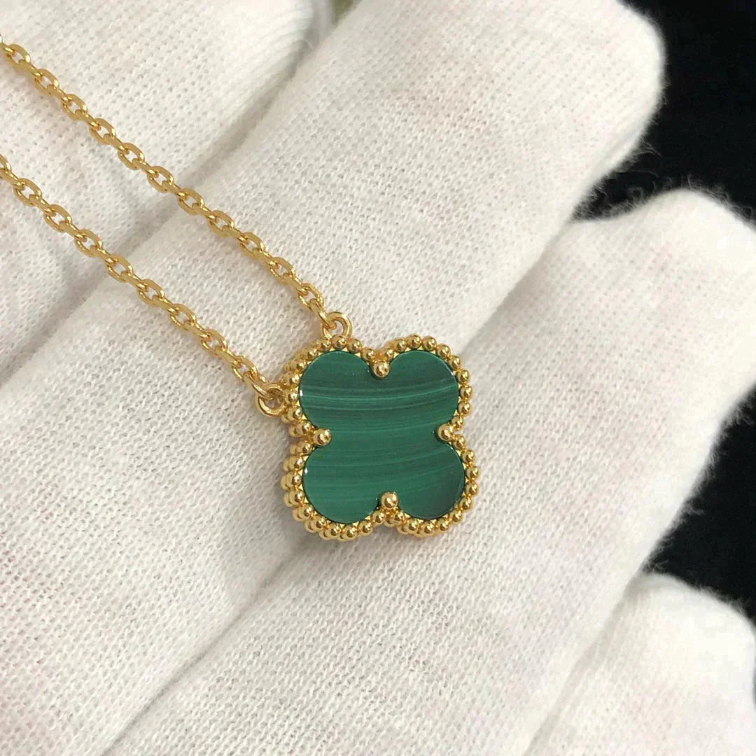 夢CLOVER 15MM マラカイト シングル フラワー ネックレス