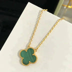 夢CLOVER 15MM マラカイト シングル フラワー ネックレス