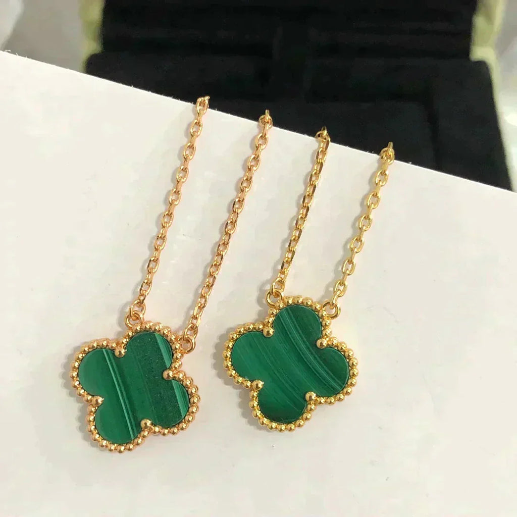 夢CLOVER 15MM マラカイト シングル フラワー ネックレス