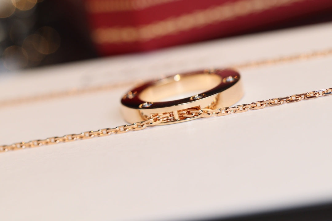 ¡®Dream¡¯LOVE NECKLACE 16MM 6 DIAMONDS PINK GOLD