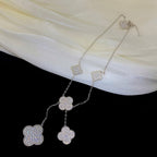 ¡®Dream¡¯CLOVER 5 MOTIFS SILVER DIAMONDS NECKLACE