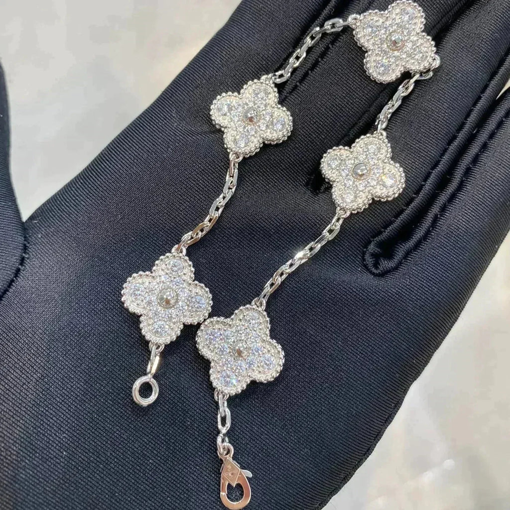 [Dream] New  CLOVER 5 MOTIF FULL DIAMOND BRACELET COLLECTION