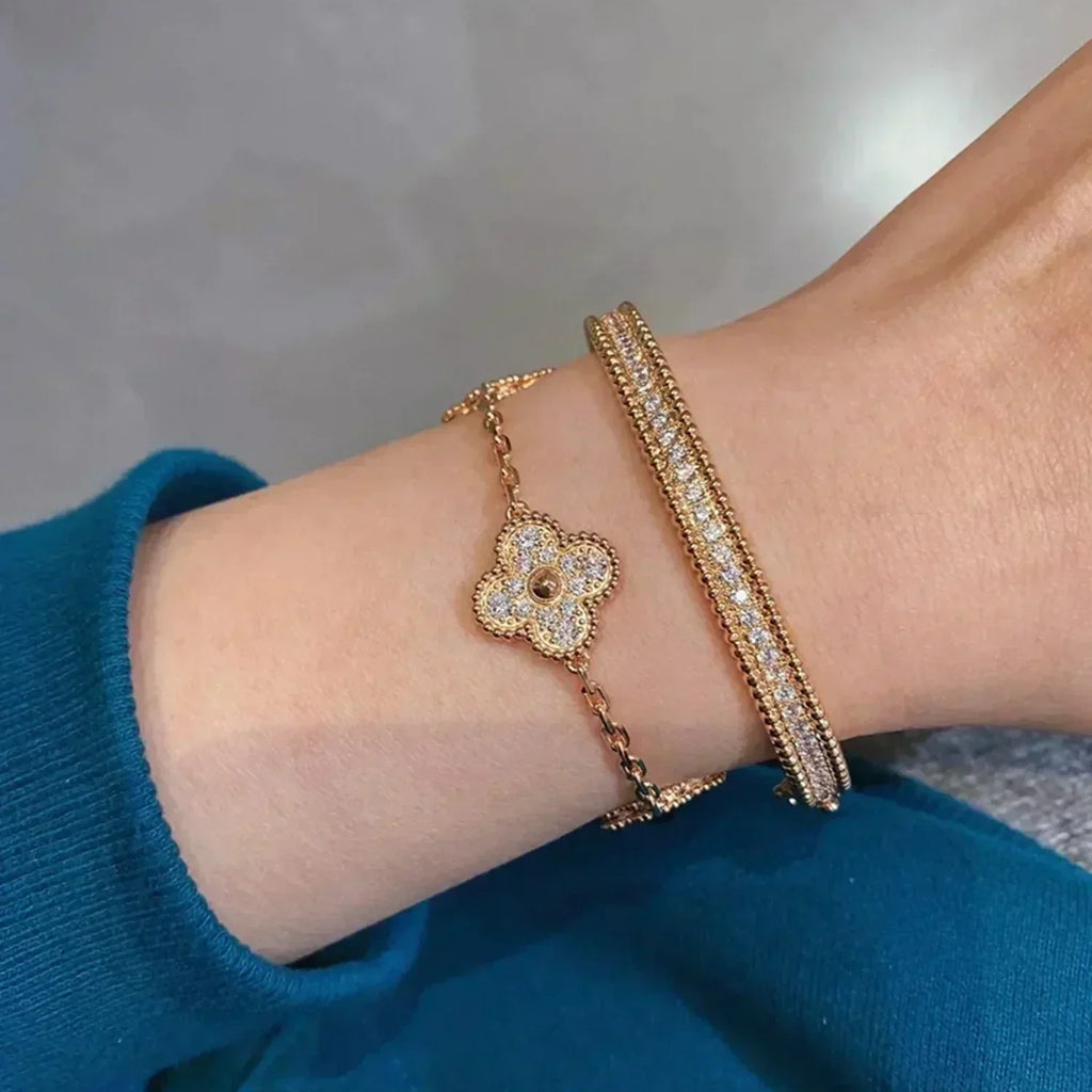[Dream] New  CLOVER 5 MOTIF FULL DIAMOND BRACELET COLLECTION