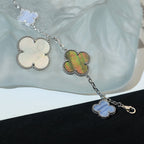 ¡®Dream¡¯CLOVER BRACELET 5 MOTIFS MOP CHALCEDONY SILVER