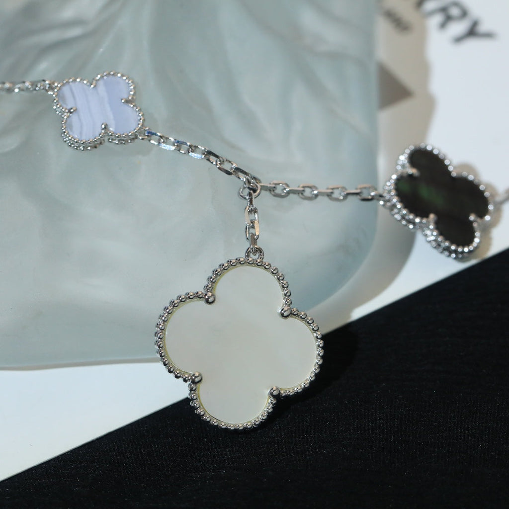 ¡®Dream¡¯CLOVER BRACELET 5 MOTIFS MOP CHALCEDONY SILVER