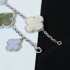 ¡®Dream¡¯CLOVER BRACELET 5 MOTIFS MOP CHALCEDONY SILVER