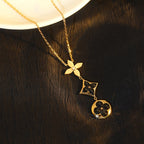 ¡®Dream¡¯STAR AND SUN ONYX PINK GOLD NECKLACE
