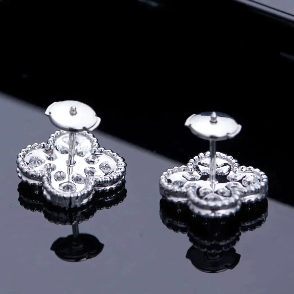 ¡®Dream¡¯CLOVER 1 MOTIFS DIAMOND STUD EARRINGS SILVER