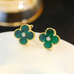 ¡®Dream¡¯CLOVER MEDIUM 1 MOTIFS MALACHITE DIAMOND EARRINGS