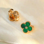 ¡®Dream¡¯CLOVER MEDIUM 1 MOTIFS MALACHITE DIAMOND EARRINGS
