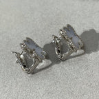¡®Dream¡¯CLOVER CHALCEDONY SILVER STUD EARRINGS