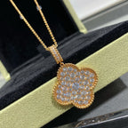 ¡®Dream¡¯CLOVER 25MM LARGE PEDANT DIAMOND PAVED LONG NECKLACE