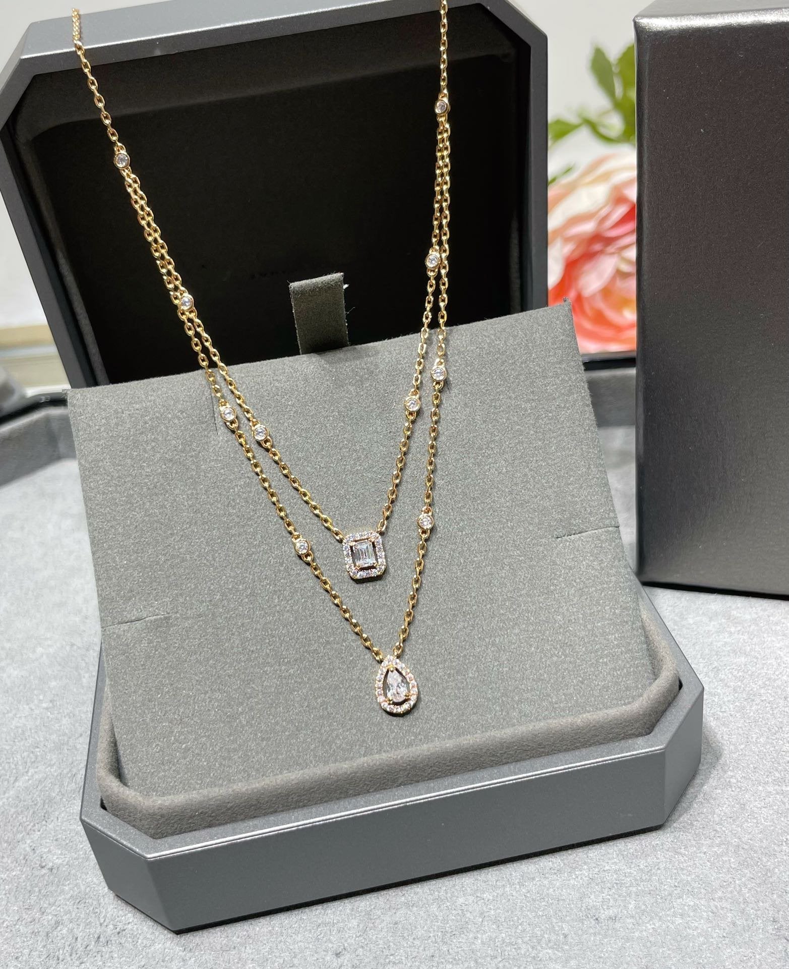 [Dream ]MY TWIN 2 ROW DIAMOND NECKLACE