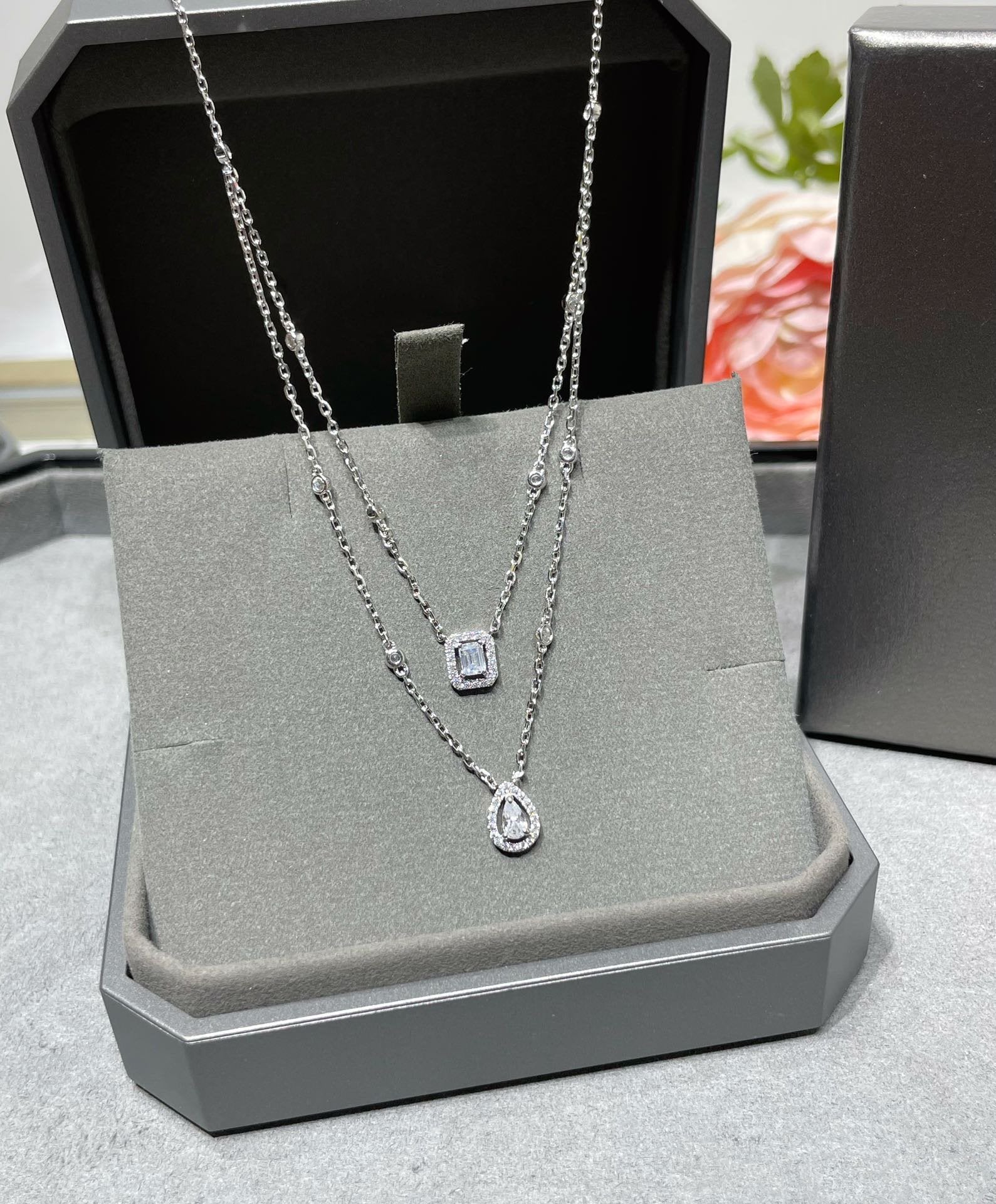 [Dream ]MY TWIN 2 ROW DIAMOND NECKLACE