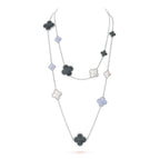 ¡®Dream¡¯CLOVER 16 MOTIF CHALCEDONY MOP SILVER NECKLACE