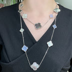 ¡®Dream¡¯CLOVER 16 MOTIF CHALCEDONY MOP SILVER NECKLACE