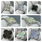¡®Dream¡¯CLOVER 16 MOTIF CHALCEDONY MOP SILVER NECKLACE