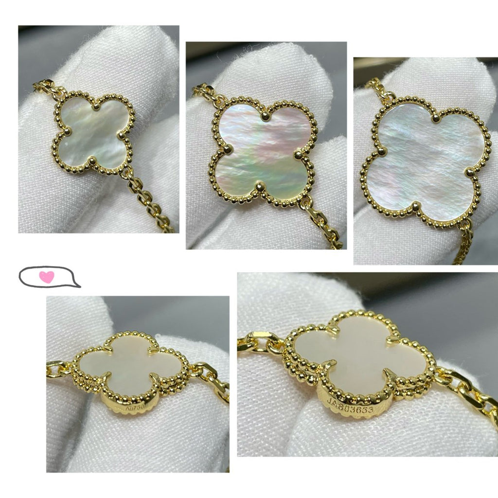 ¡®Dream¡¯CLOVER 16 MOTIF WHITE MOP GOLD NECKLACE
