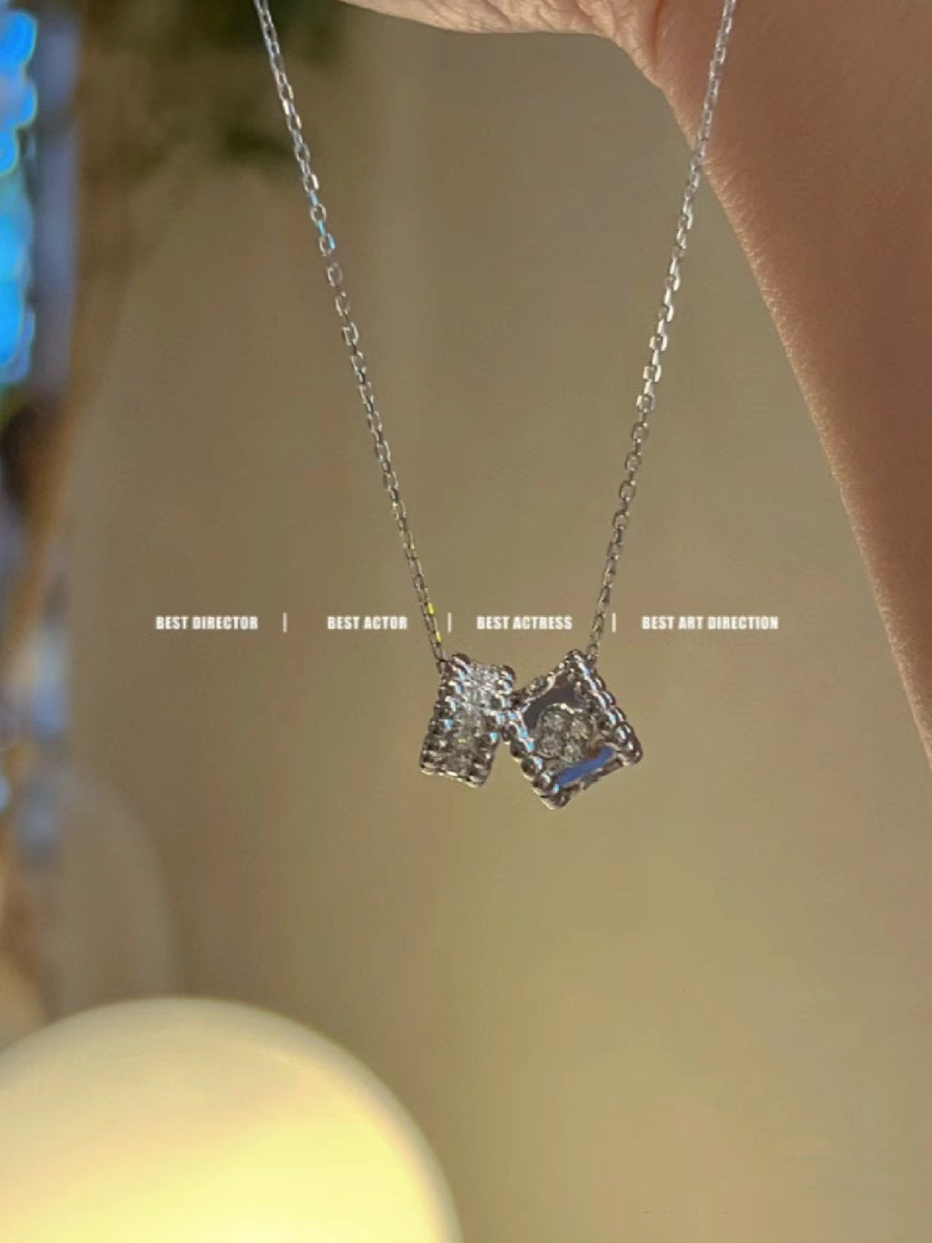 ¡®Dream¡¯PERLEE DOUBLE PENDANT SILVER DIAMOND NECKLACE