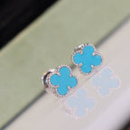 ¡®Dream¡¯CLOVER MINI TURQUOISE SILVER STUD EARRINGS