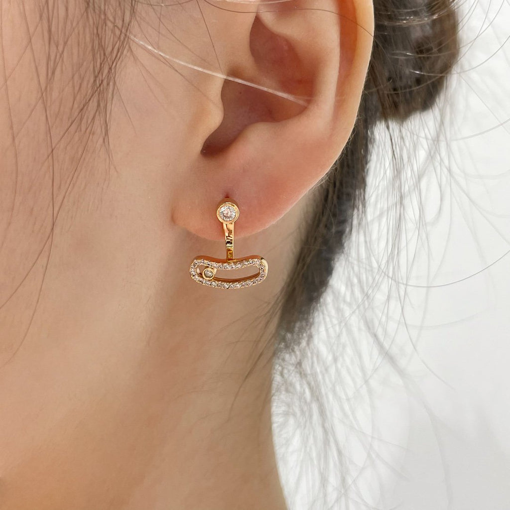[Dream ]MOVE UNO PINK GOLD DIAMOND EARRINGS