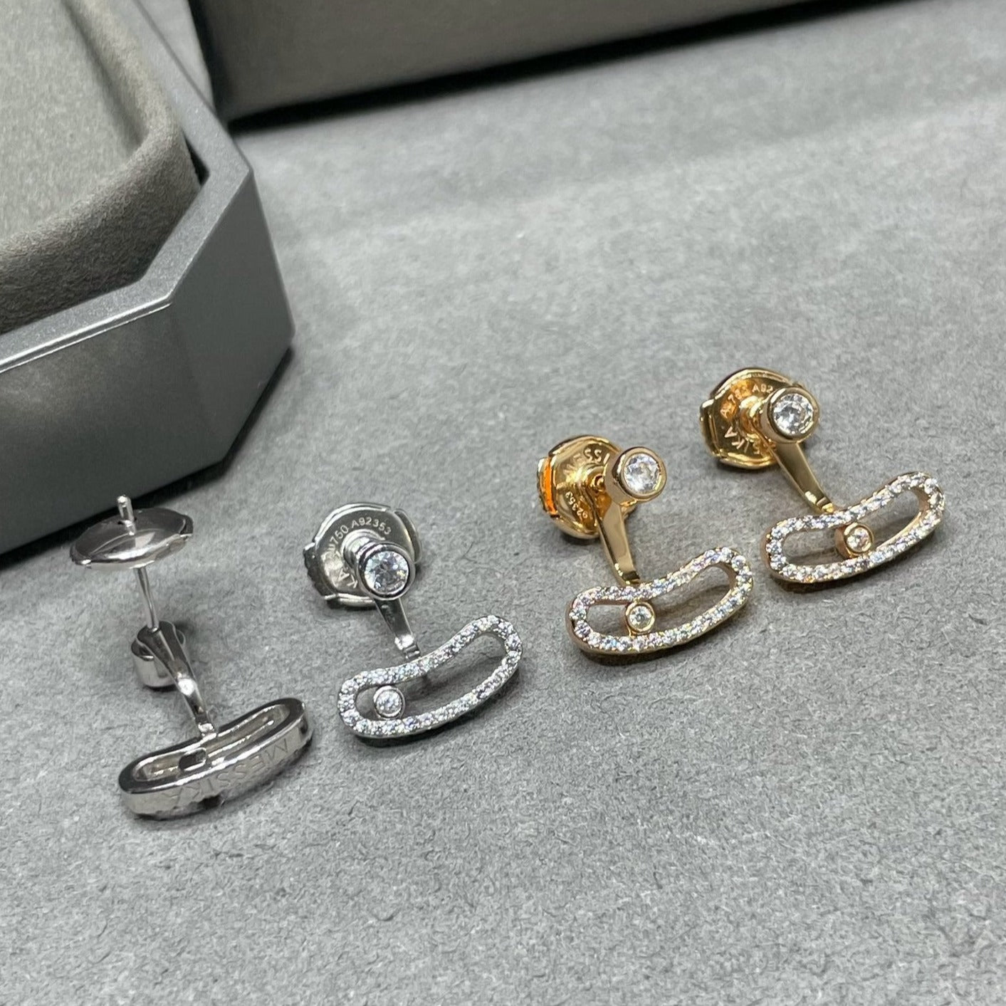 [Dream ]MOVE UNO PINK GOLD DIAMOND EARRINGS