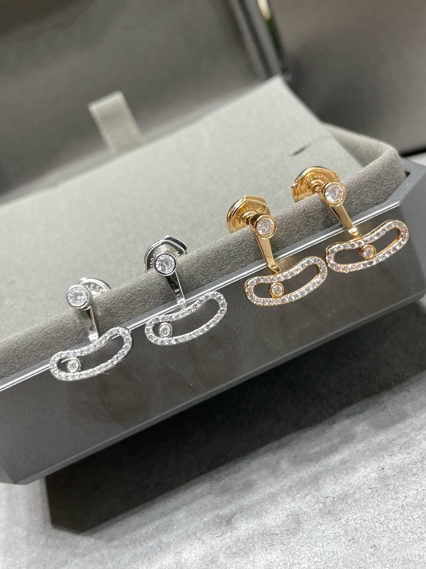 [Dream ]MOVE UNO PINK GOLD DIAMOND EARRINGS
