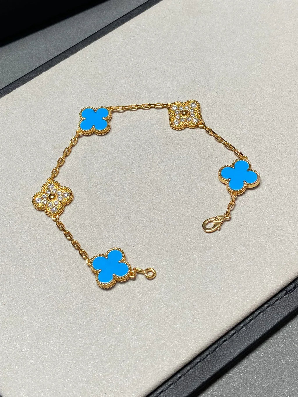 [Dream]New CLOVER 5 MOTIF BLUE AGATE BRACELET COLLECTION