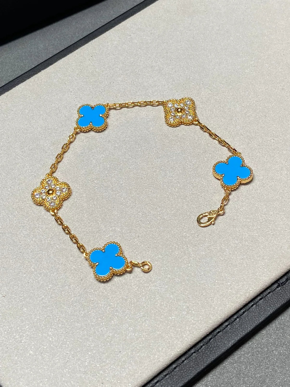 [Dream]New CLOVER 5 MOTIF BLUE AGATE BRACELET COLLECTION