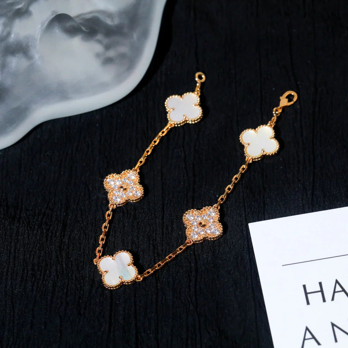 [Dream]New CLOVER WHITE PEARL MOP 5 MOTIF BRACELET COLLECTION