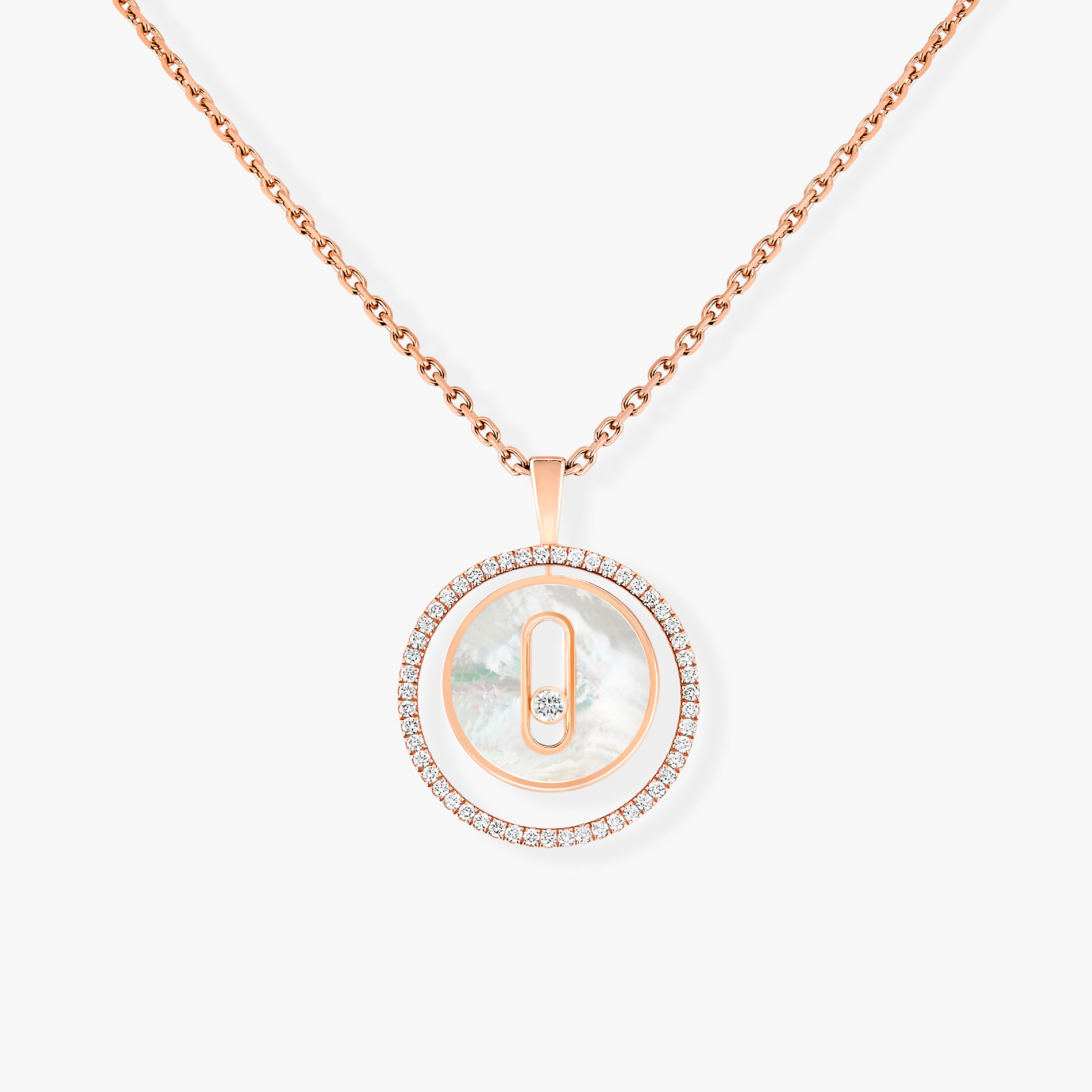 [Dream ]Dream MOVE 1 DIAMOND WHITE MOTHER OF PEARL PINK GOLD DIAMOND NECKLACE