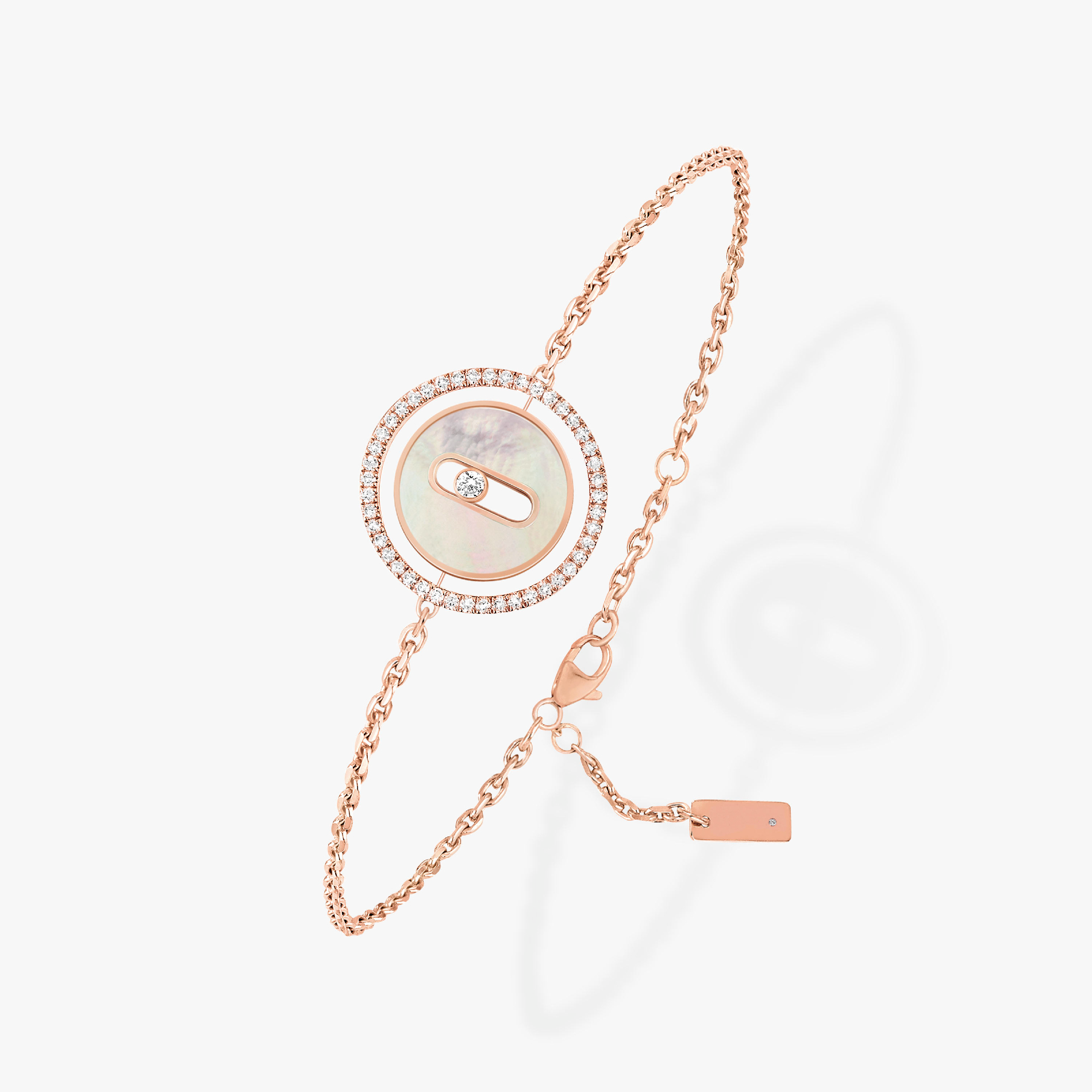 [Dream ]Dream MOVE WHITE MOTHER OF PEARL PINK GOLD DIAMOND BRACELET