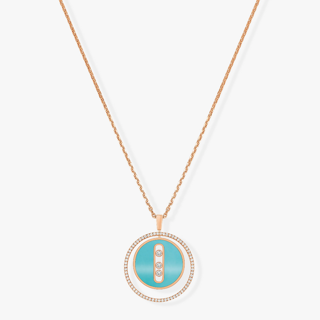 [Dream ]Dream MOVE 3 DIAMONDS TURQUOISE PINK GOLD DIAMOND NECKLACE