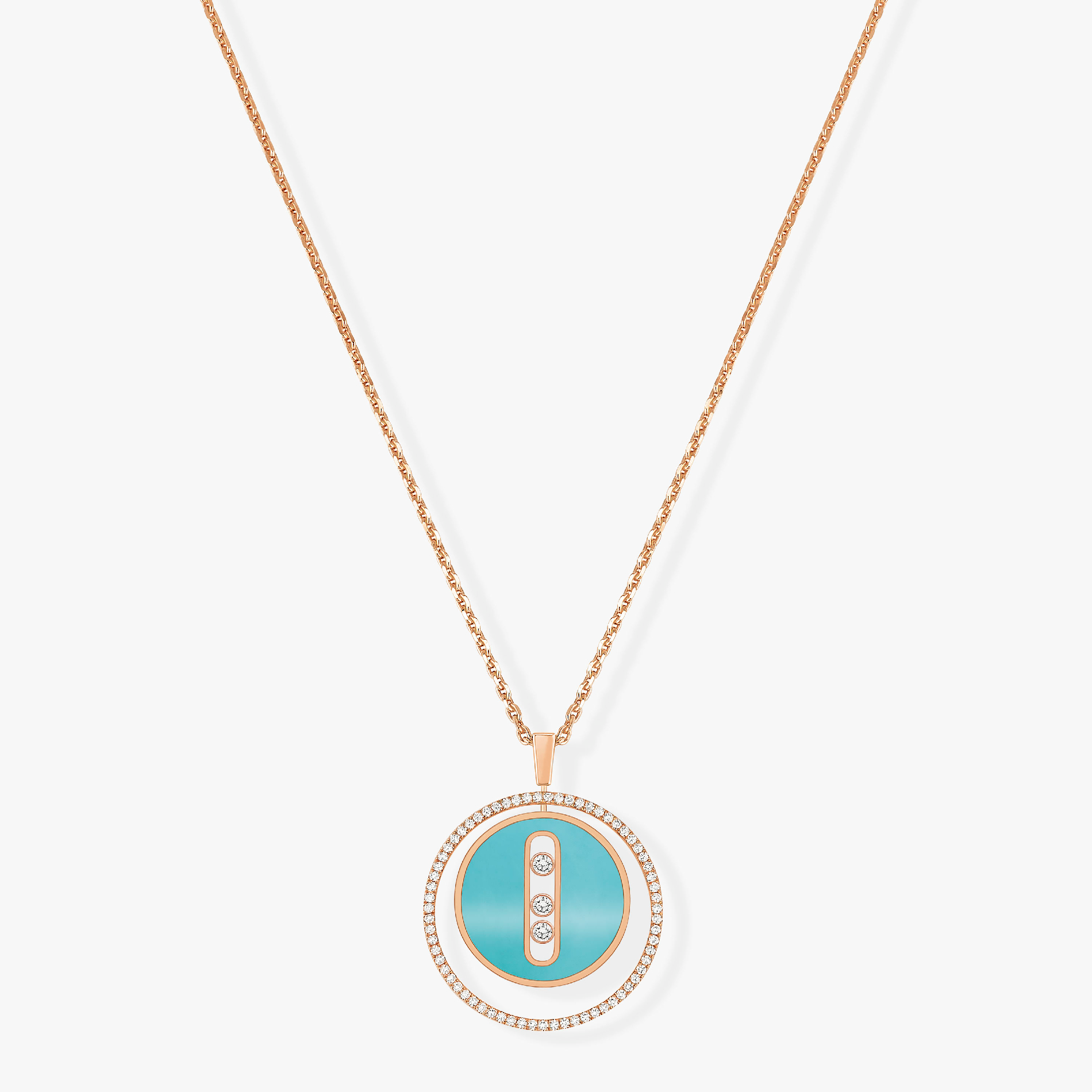 [Dream ]Dream MOVE 3 DIAMONDS TURQUOISE PINK GOLD DIAMOND NECKLACE