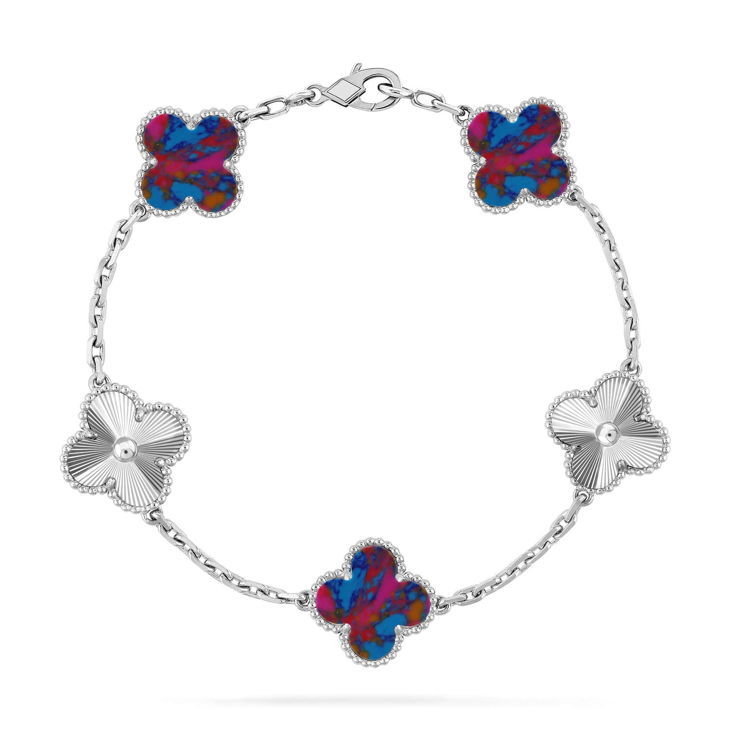 [Dream]New CLOVER 5 MOTIF COLOR GEMSTONES BRACELET COLLECTION