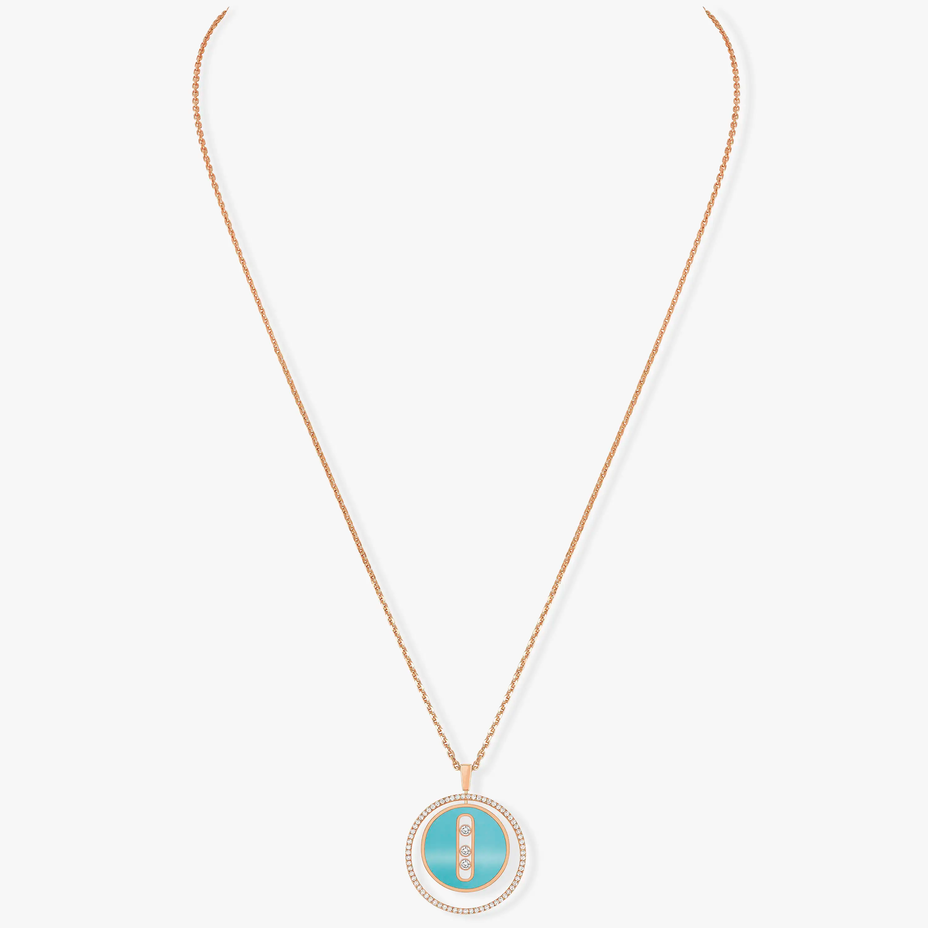 [Dream ]Dream MOVE 3 DIAMONDS TURQUOISE PINK GOLD DIAMOND NECKLACE