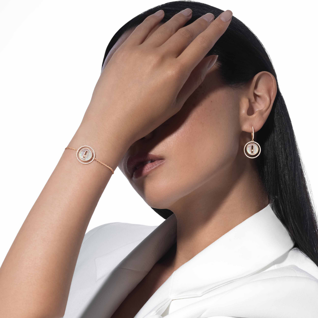 [Dream ]Dream MOVE WHITE MOTHER OF PEARL PINK GOLD DIAMOND BRACELET