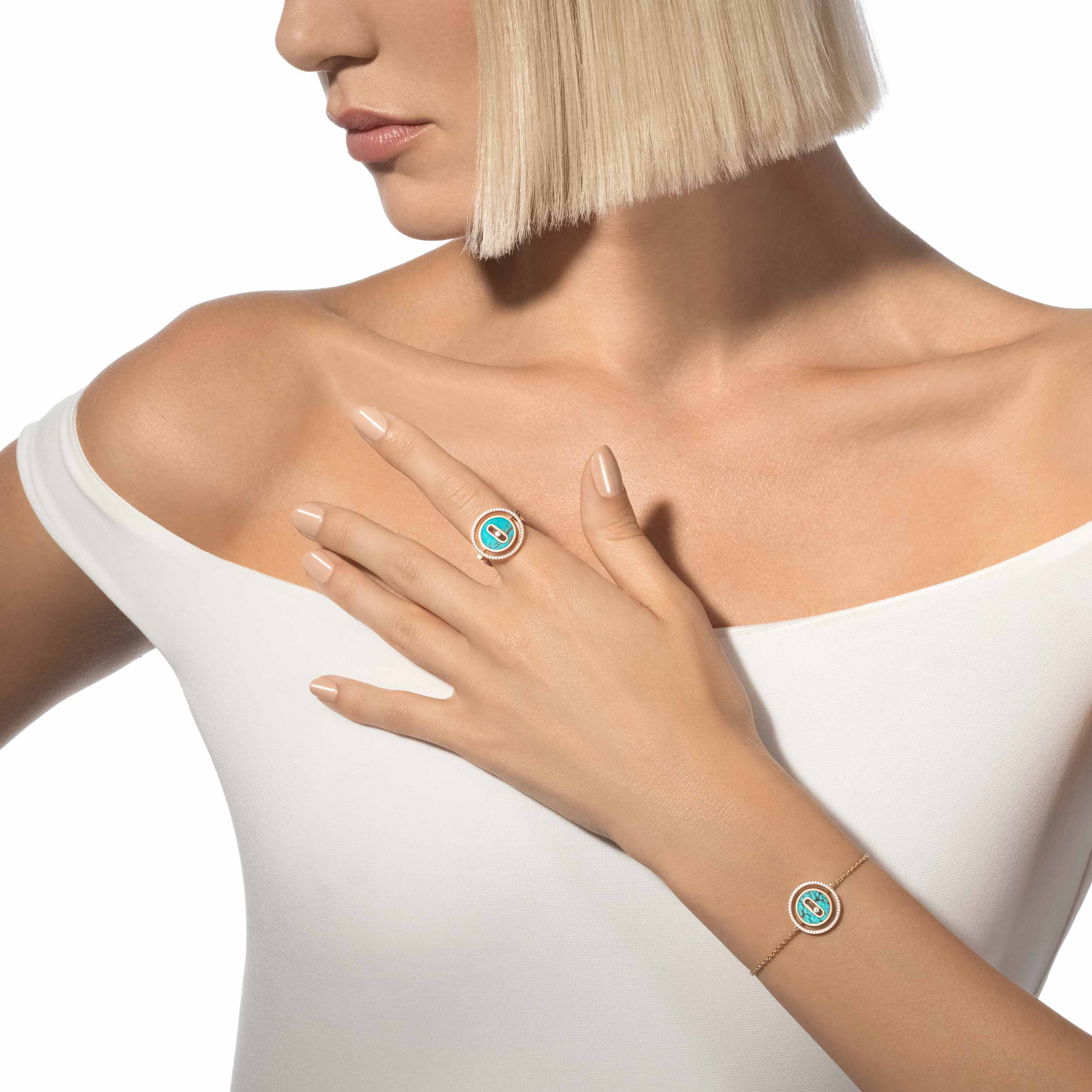 [Dream ]Dream MOVE TURQUOISE PINK GOLD DIAMOND BRACELET
