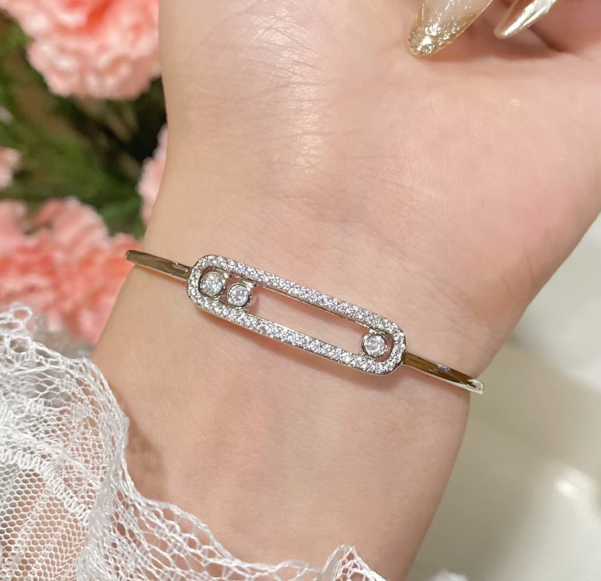 [Dream ]Move Pav茅 Diamond Bangle Bracelet M