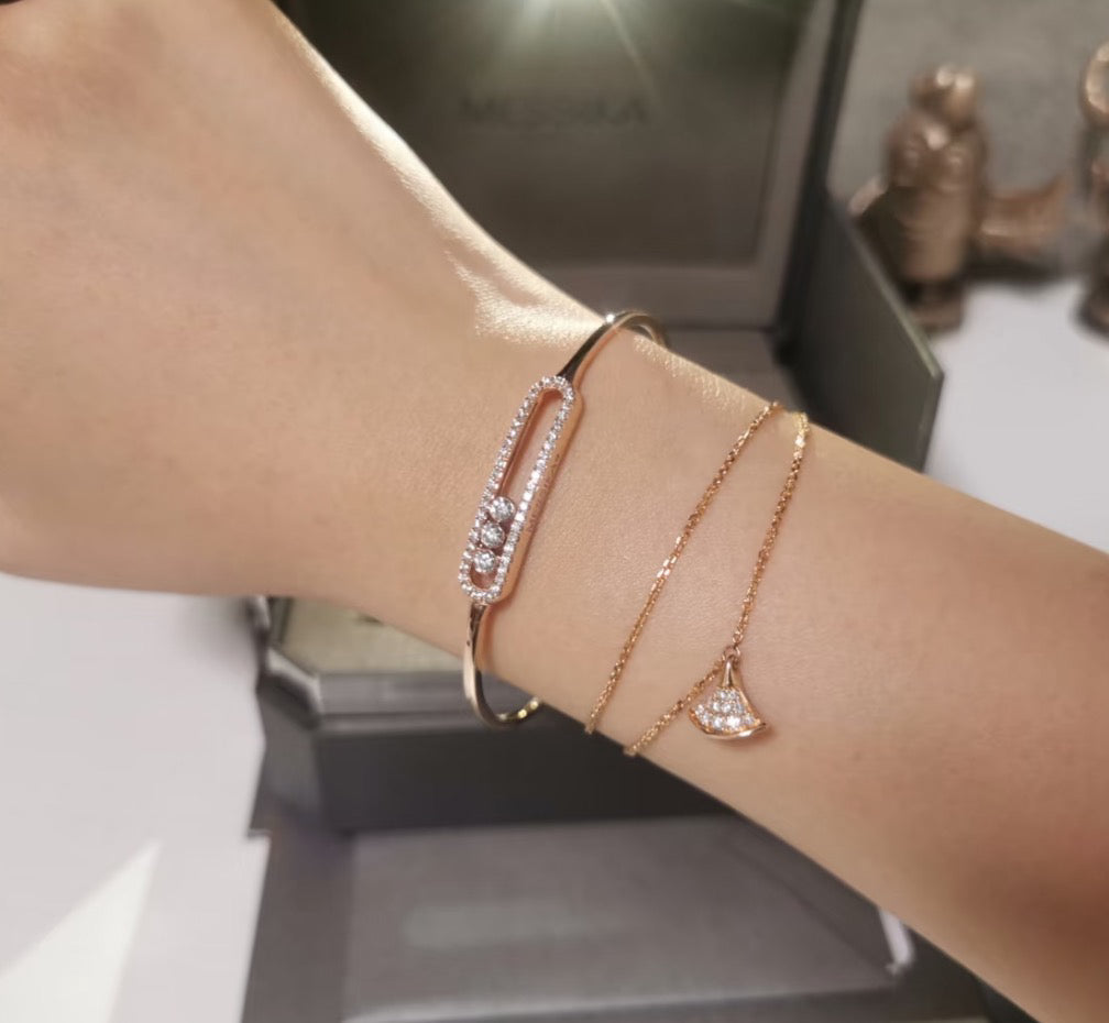 [Dream ]Move Pav茅 Diamond Bangle Bracelet M