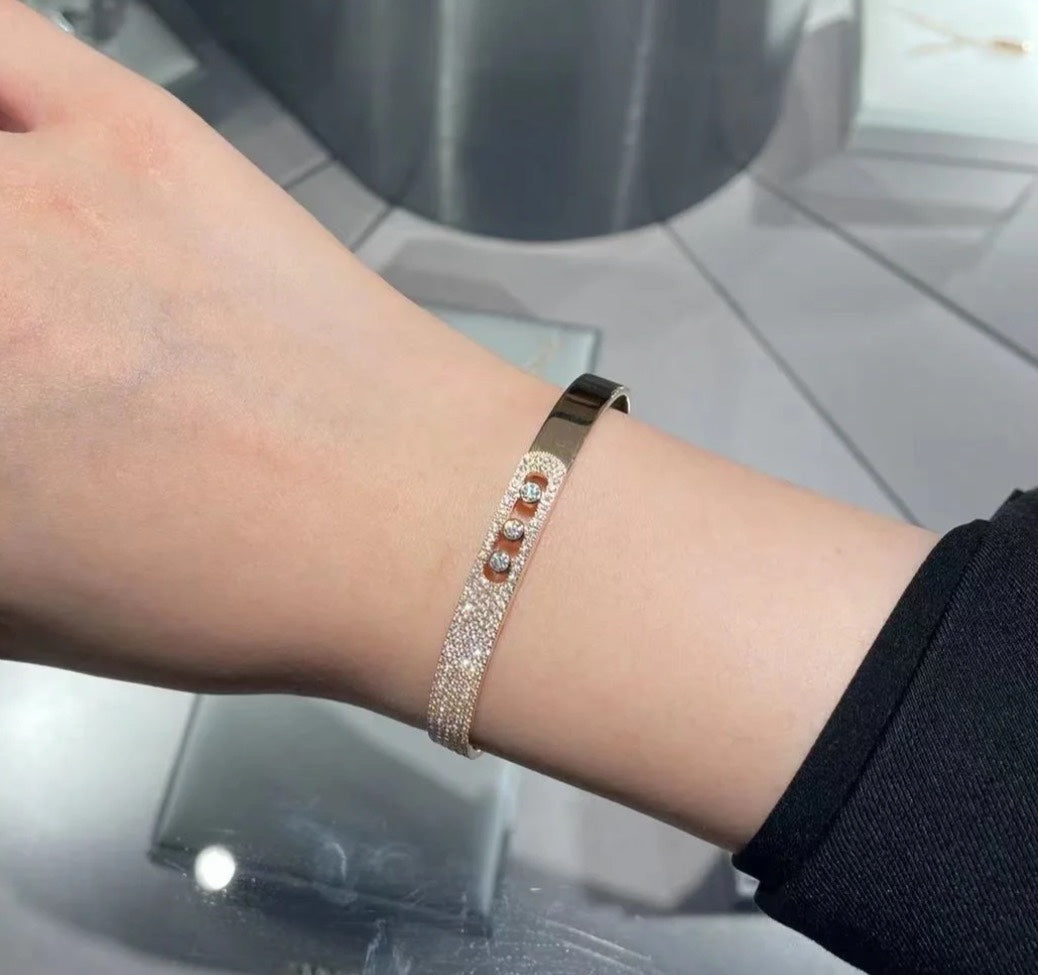 [Dream ]Move Noa Rose Gold Pav茅 Diamond Bangle Bracelet