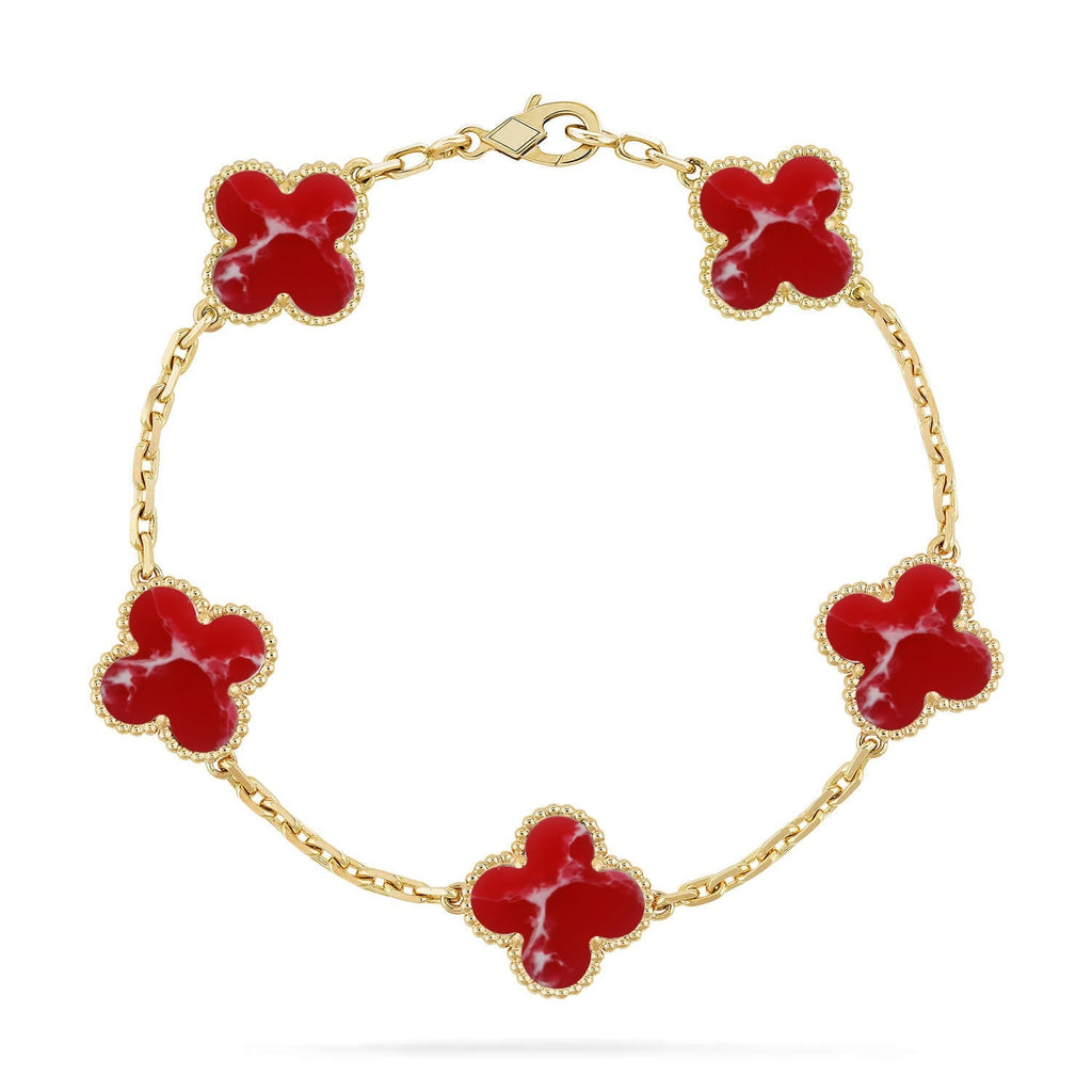[Dream]New CLOVER 5 MOTIF RED PATTERN BRACELET COLLECTION