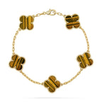 [Dream]New  CLOVER 5 MOTIFS TIGER EYE BRACELET COLLECTION
