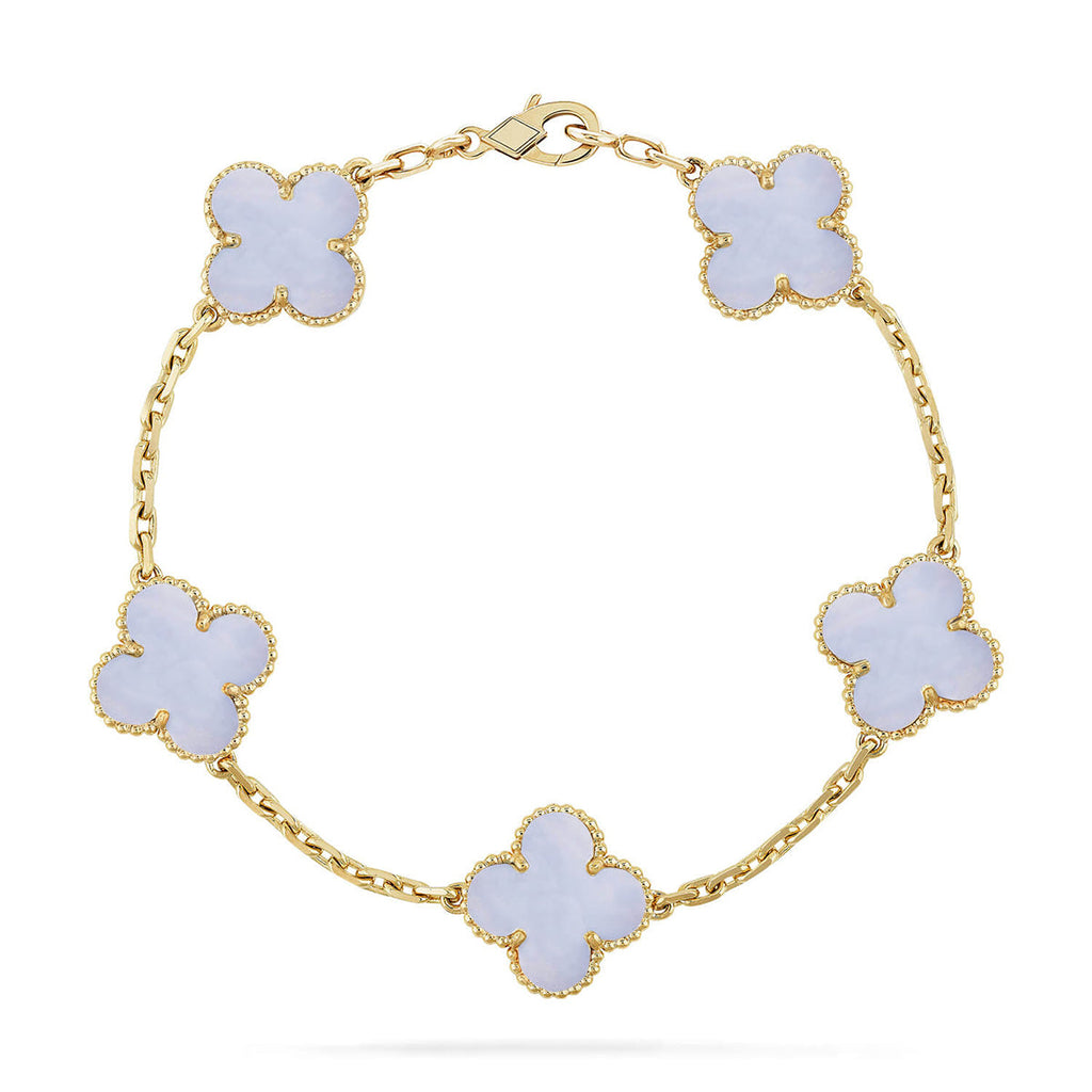[Dream]New  CLOVER 5 MOTIF PURPLE CHALCEDONY BRACELET COLLECTION