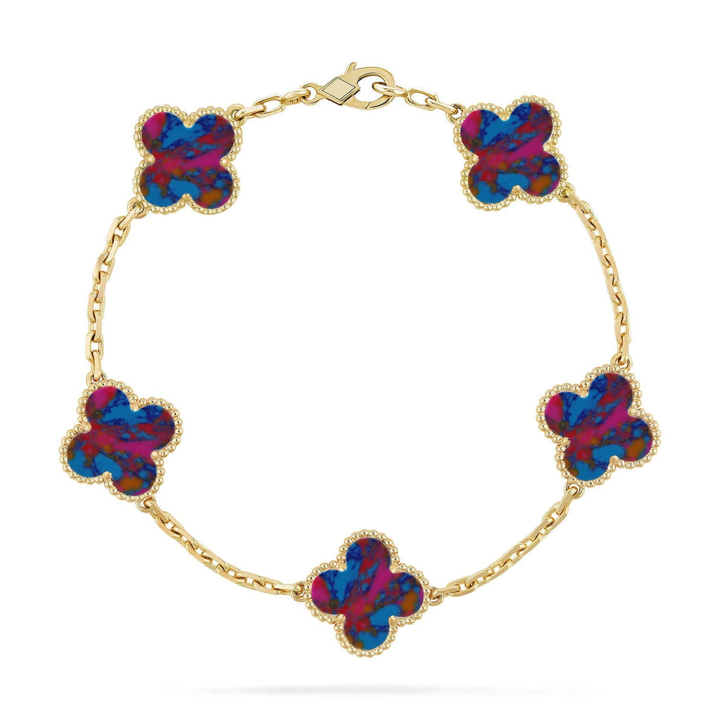 [Dream]New CLOVER 5 MOTIF COLOR GEMSTONES BRACELET COLLECTION