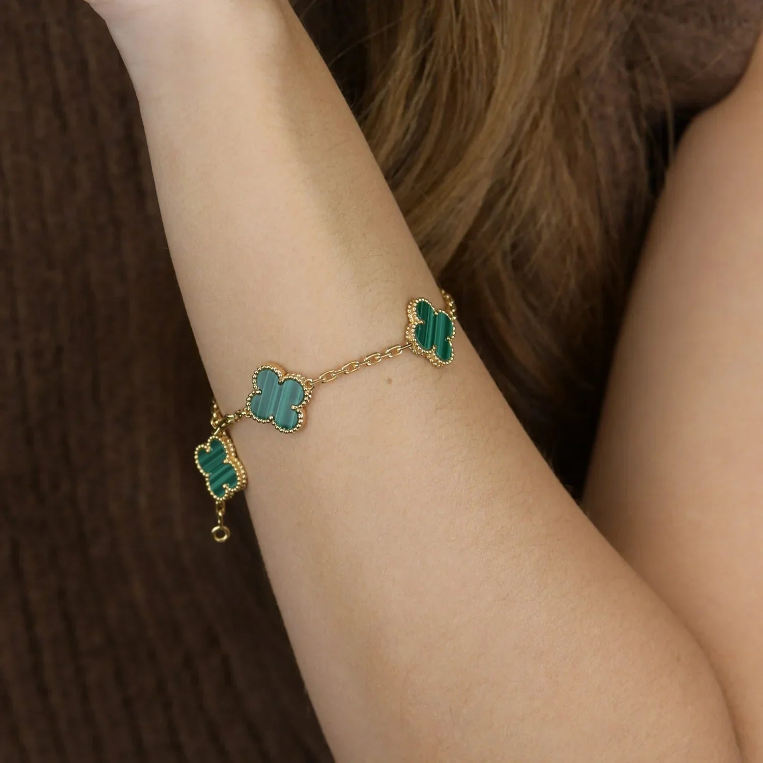 [Dream]New  CLOVER 5 MOTIF MALACHITE BRACELET COLLECTION