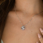 „Dream“CLOVER 15MM DIAMANT LASER HALSKETTE SILBER